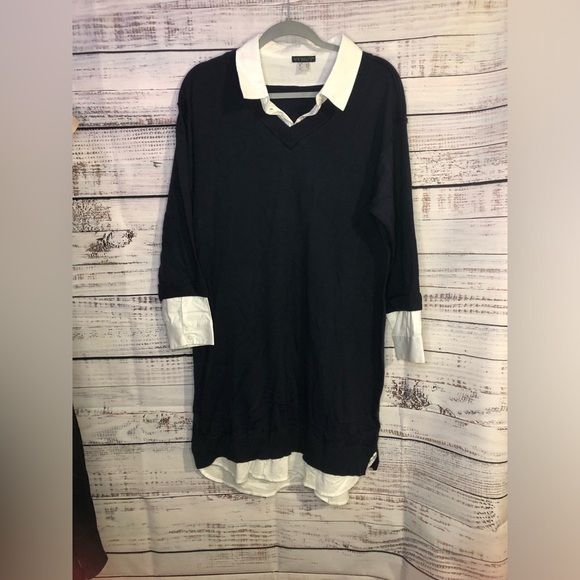 Navy Blue Layered Sweater Dress - Picture 10 of 15